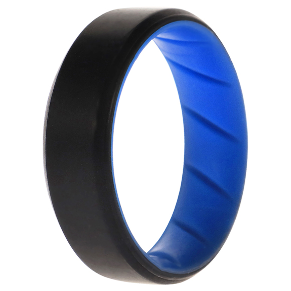 Silicone Wedding BR 8mm Edge Ring - Light-Blue-Black by ROQ - Picture 1 of 1